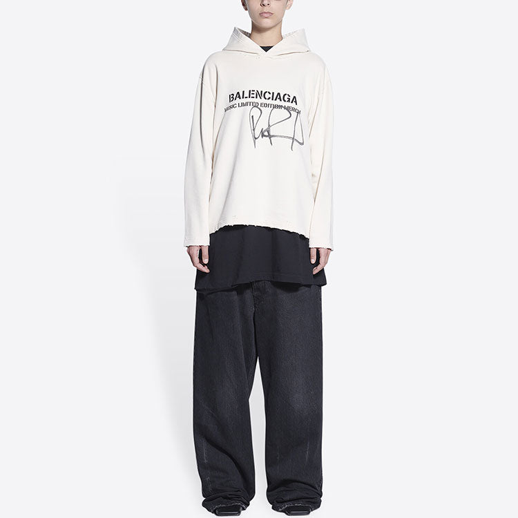 Men's Balenciaga x RuPaul Crossover FW21 Alphabet Printing Pullover Creamy White 670946TLV569057