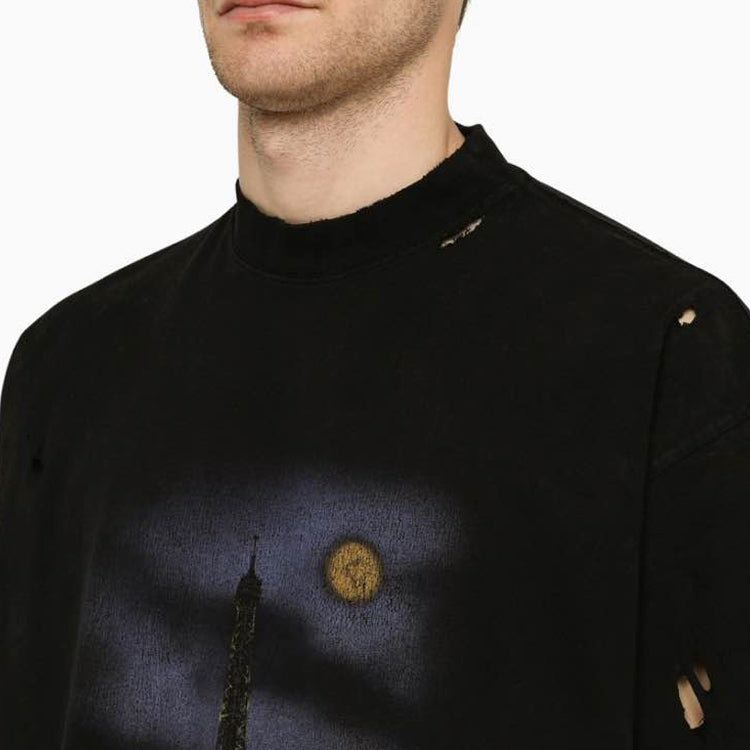 Balenciaga Paris Moon T-shirt Oversized 'Black Faded' 739028TQVX61055