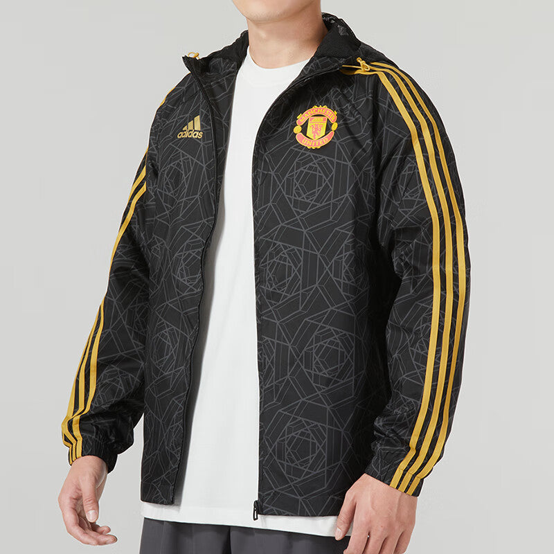 adidas Manchester United DNA Windbreaker Jackets Asia Sizing 'Black Yellow' IA8526