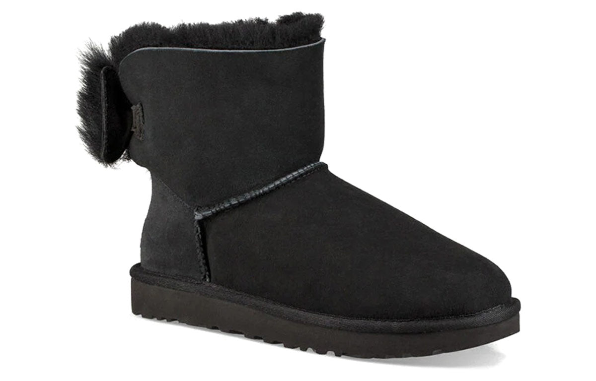 (WMNS) UGG Fluff Bow Mini Fleece Lined Black 1094967-BLK