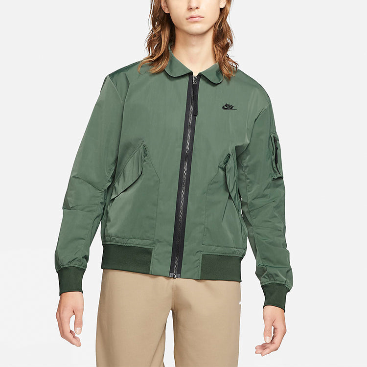 Nike Sportswear Woven lapel Solid Color Sports Jacket Silver Green CZ9895-337