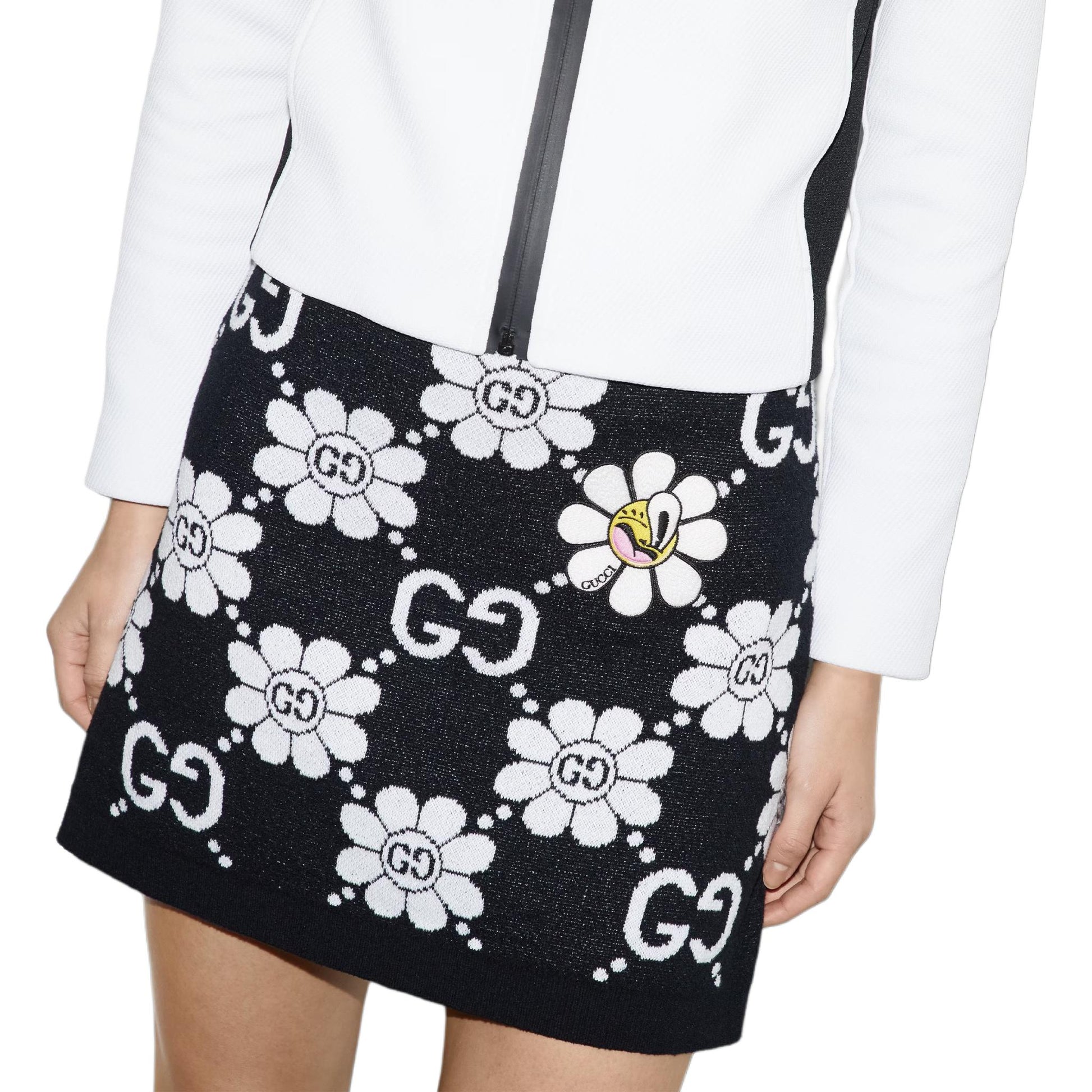 (WMNS) Gucci GG Flower Cotton Jacquard Skirt 'Black White' 782225-XKDZ2-1080