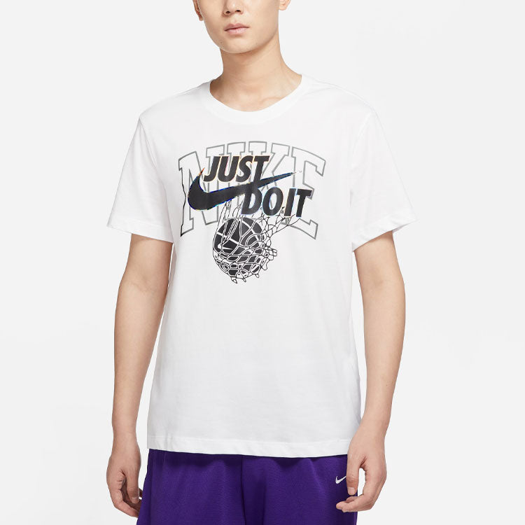 Men's Nike Just Do It Logo Alphabet Printing Round Neck Short Sleeve White T-Shirt DR7640-100