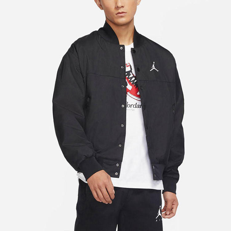 Men's Air Jordan Logo Baseball Collar Jacket Autumn Black DJ0878-010