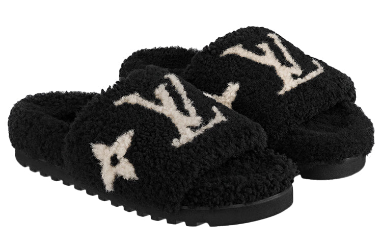 (WMNS) LOUIS VUITTON Paseo Comfort Mules 'Black with White Logo' 1A8ZIL