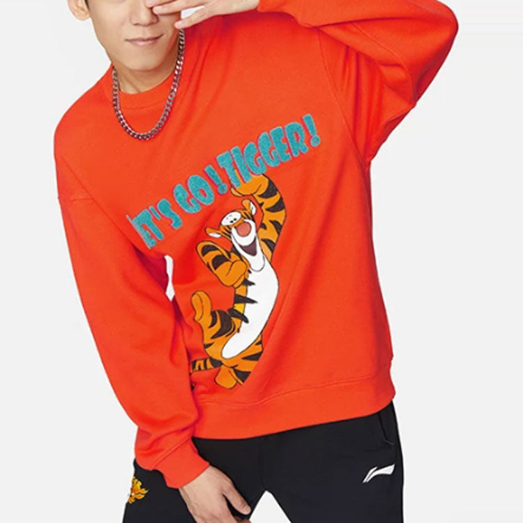 Li-Ning x Disney Crossover Sports Basketball Series Printing Loose Round Neck Pullover Orange AWDRH37-3