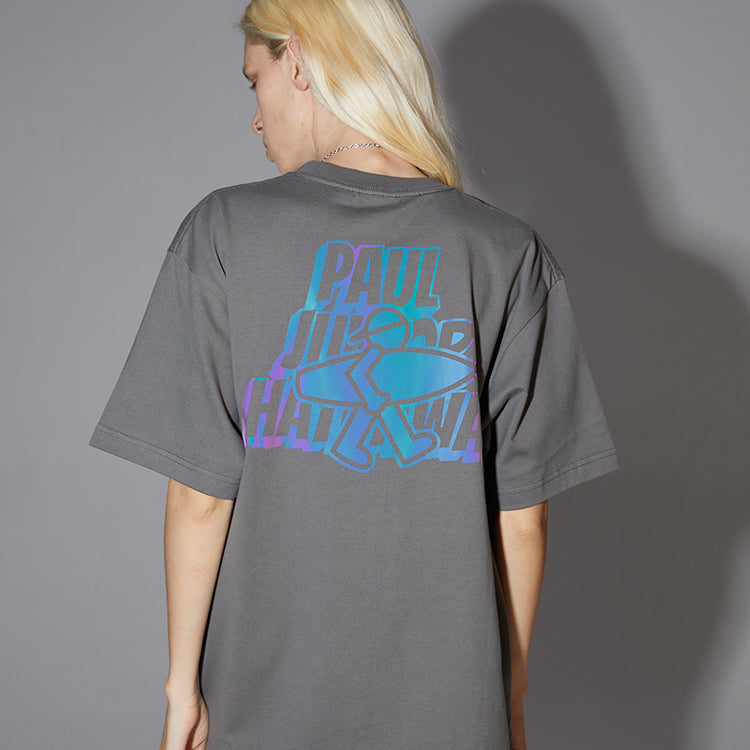 PJs Vigor Surf Laser Colorful Alphabet Pattern Basic Casual Pure Cotton Short Sleeve Unisex Gray 20SSTS1002-P