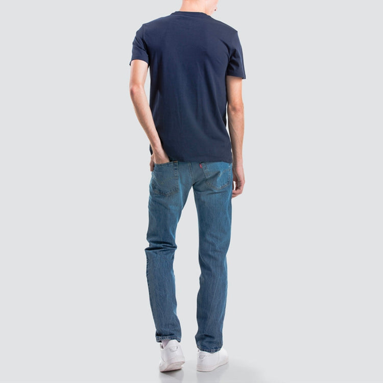 Men's Levis Round Neck Casual Pure Cotton Short Sleeve Navy Blue T-Shirt 19342-0010
