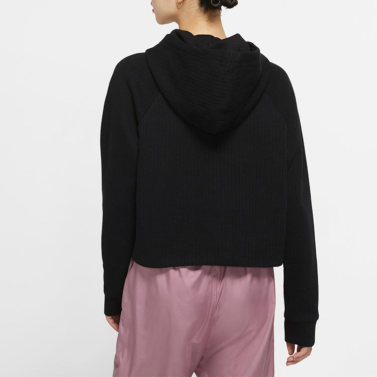 (WMNS) Nike Sportswear Cropped Hoodie 'Black White' CJ2664-010