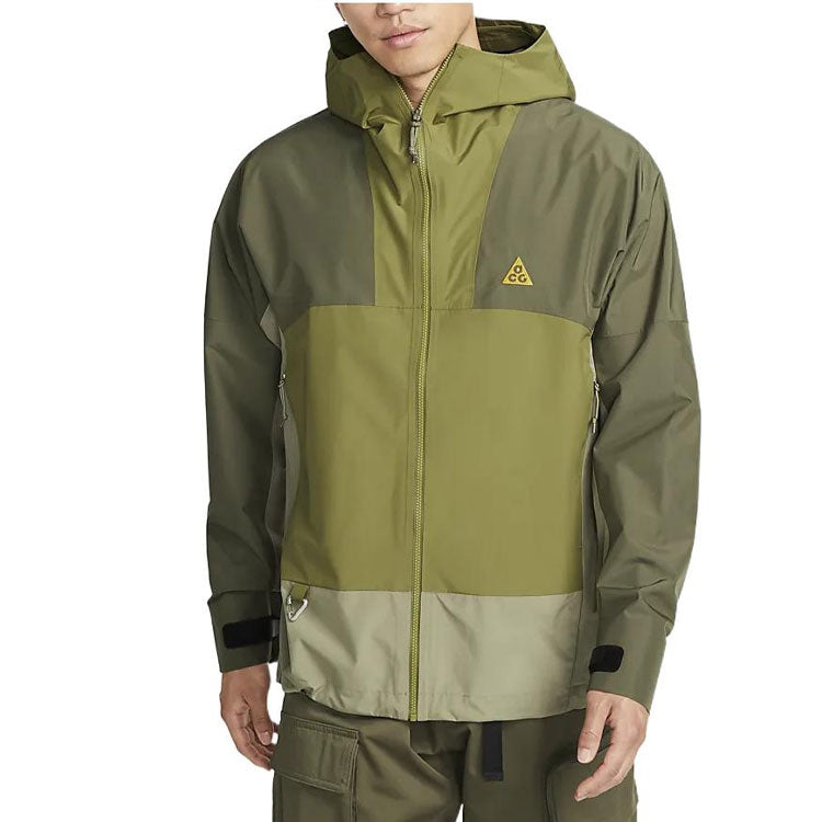 Men's Nike ACG Splicing Long Sleeves Hooded Jacket Autumn Olive Green DR5265-378
