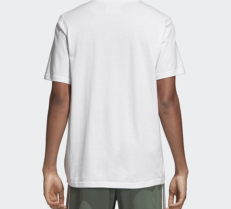 adidas originals Chest Logo Sports Short Sleeve White Green DH5773