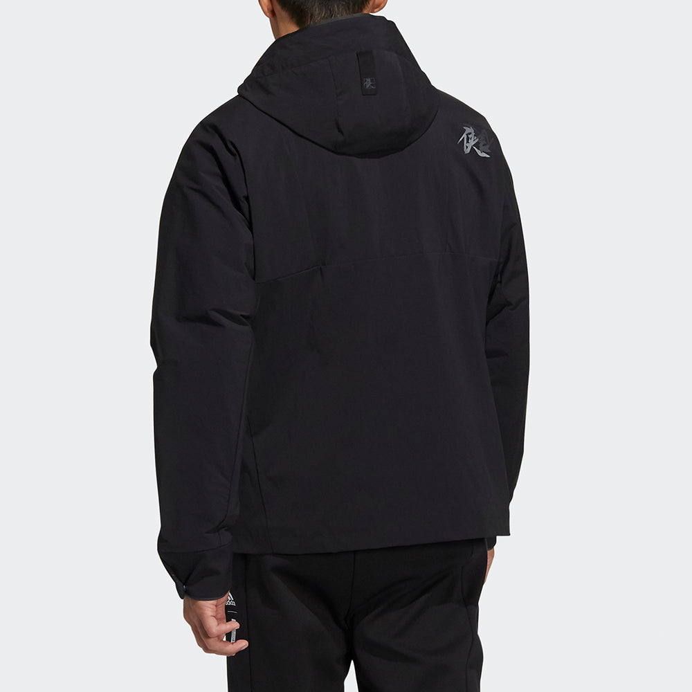 Men's adidas Wj Wv Jkt Martial Arts Series Logo Hooded Fleece Lined Sports Jacket Black HE5117