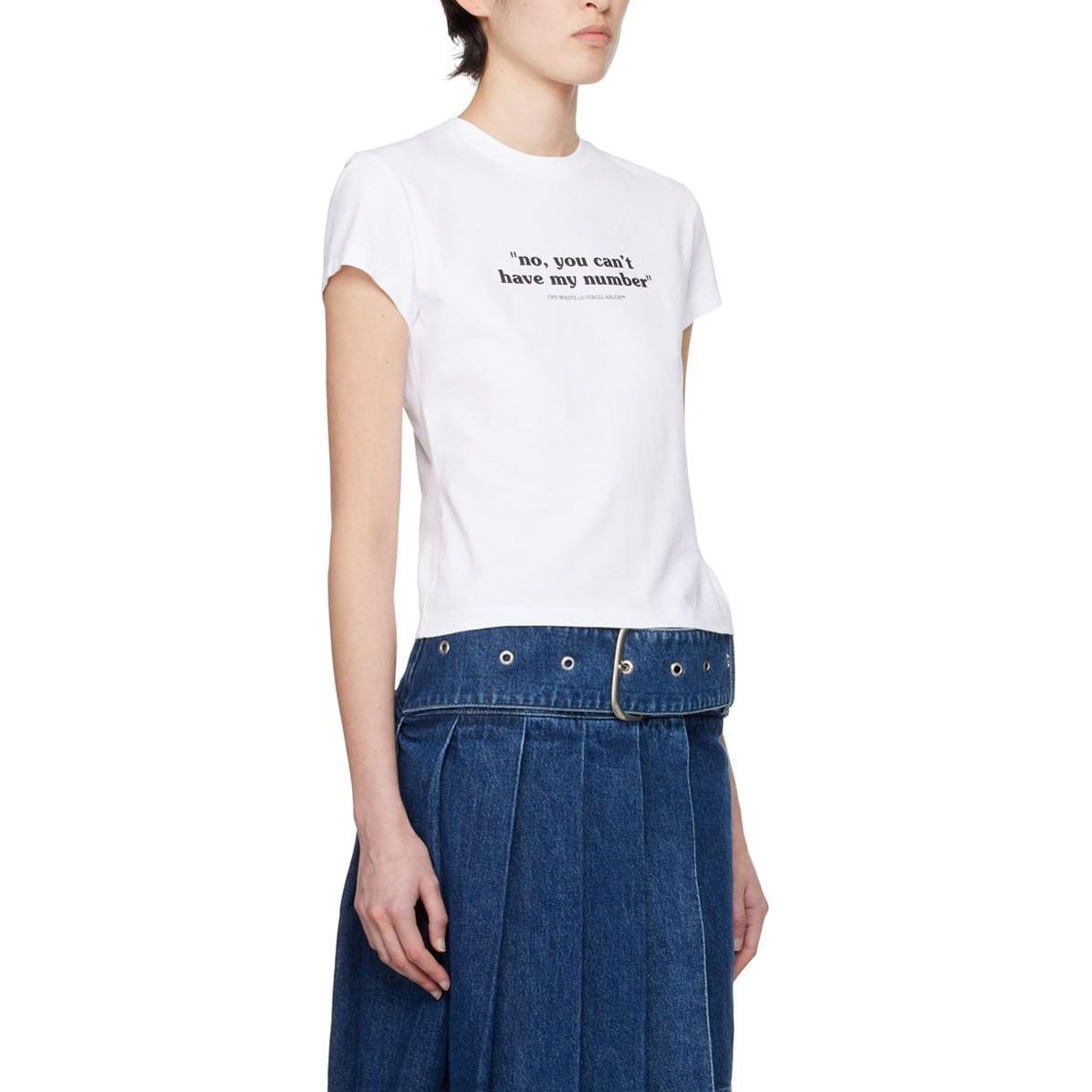 (WMNS) Off-White Quote Cotton T-shirt 'White Black' OWAA112S24JER0030110