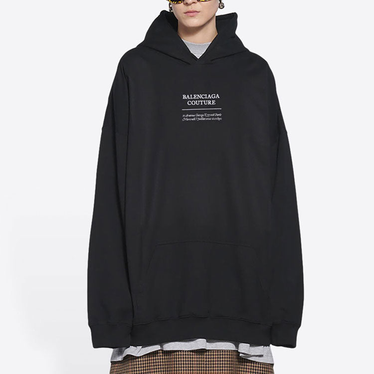Men's Balenciaga FW21 Boxy Loose hooded Long Sleeves Black 651799TJV910107