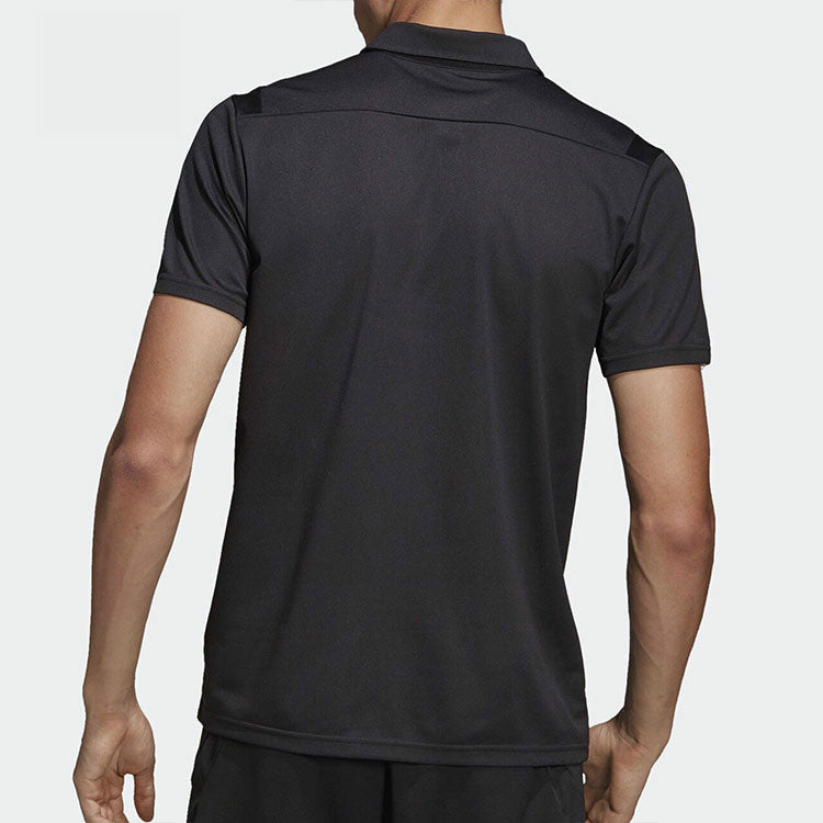 adidas Alphabet Printing Side Stripe Short Sleeve Polo Shirt Black DT5411