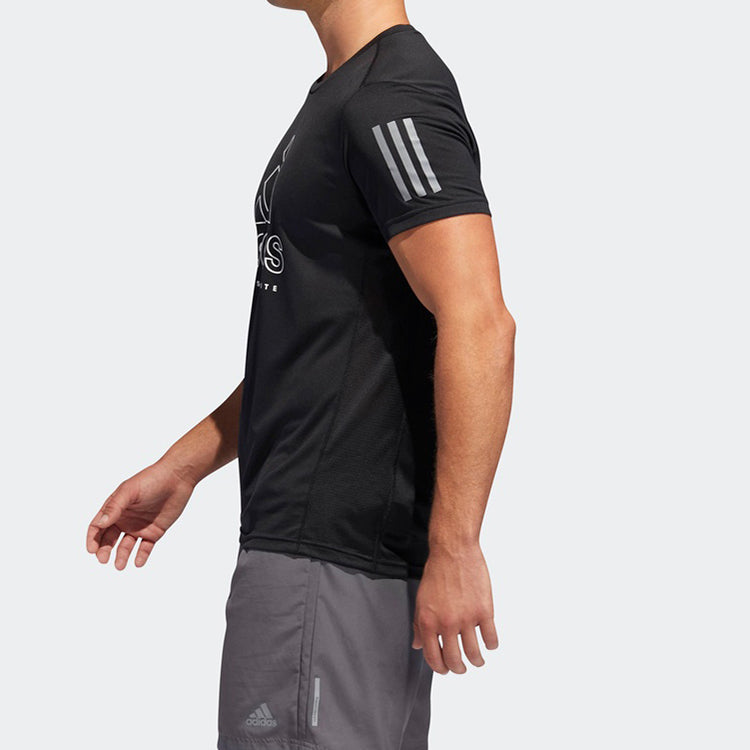 Men's adidas Running Sports Fashion Short Sleeve Black T-Shirt DQ1986