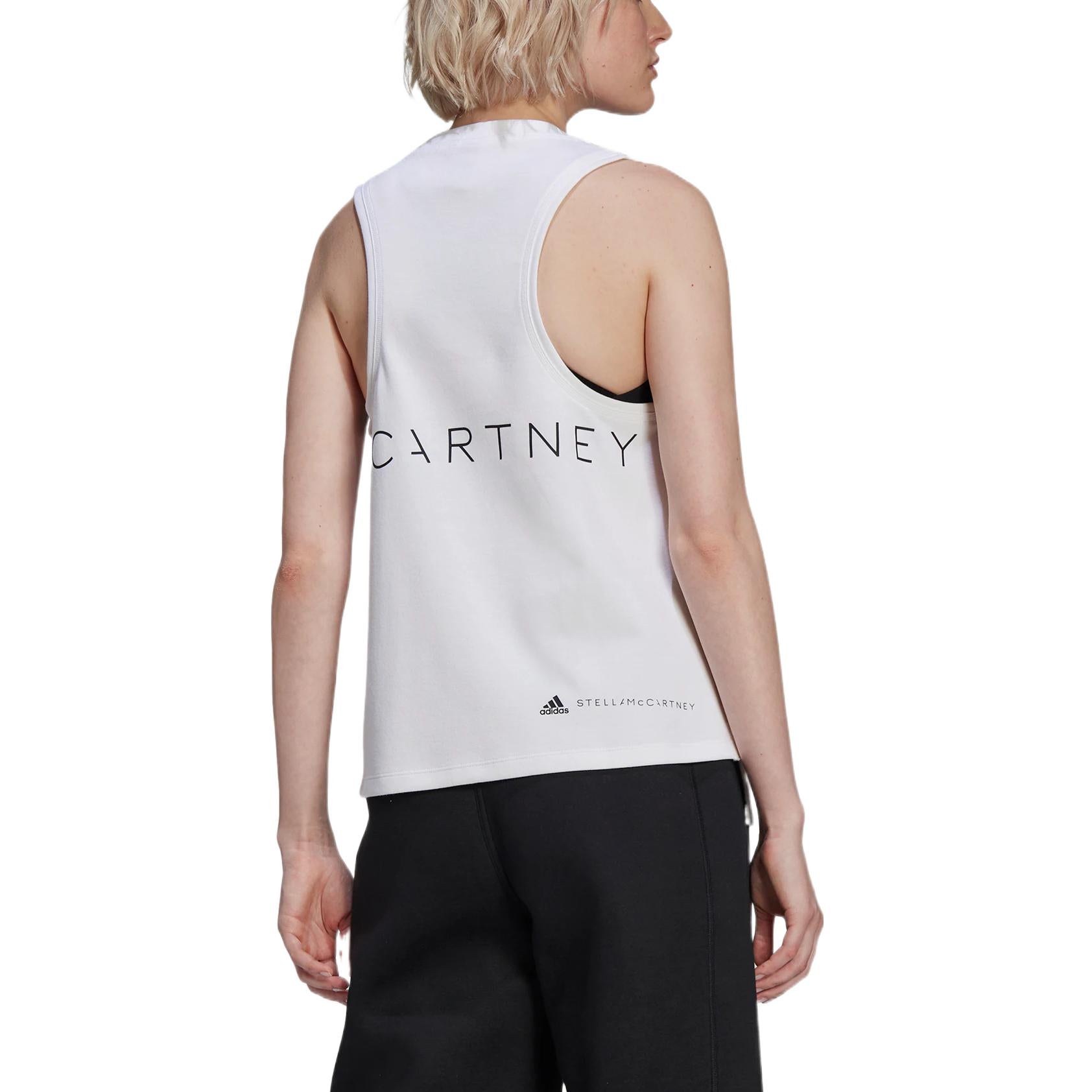 (WMNS) adidas by Stella McCartney Sportswear Logo Tank Top Asia Sizing 'White Black' HA8972
