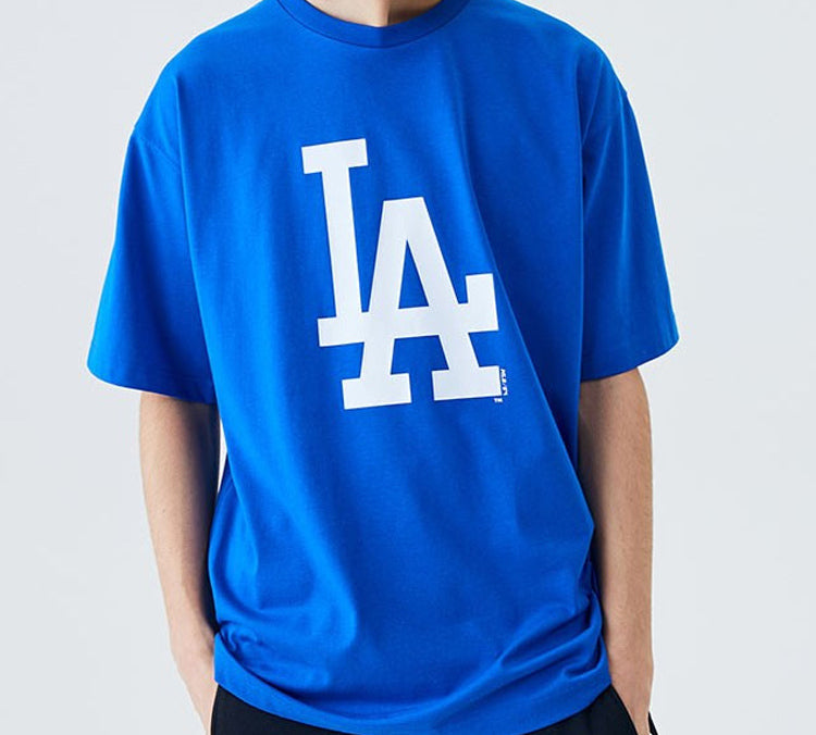 MLB NY/LA Los Angeles Dodgers Basic Big Logo Printing Sports Round Neck Short Sleeve Unisex Blue 31TS09031-07U