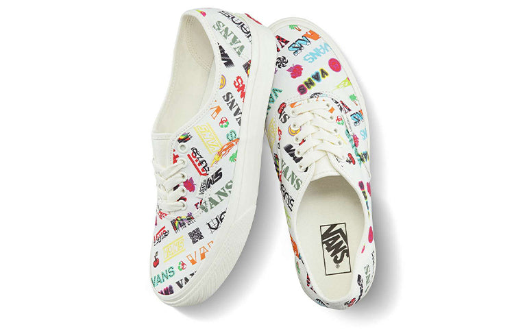 Vans Authentic Breathable Lightweight Low Top Casual Skate Shoes Unisex White Multi-Color VN0A348A3Z2