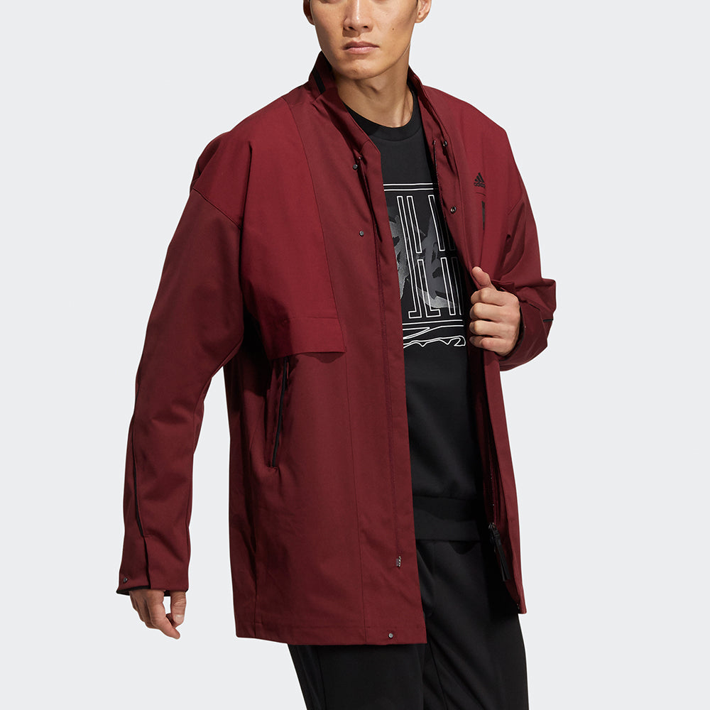 Men's adidas Wj Xia Long Jkt Martial Arts Series Logo Mid-Length Stand Collar Sports Jacket Brick Red HE5122