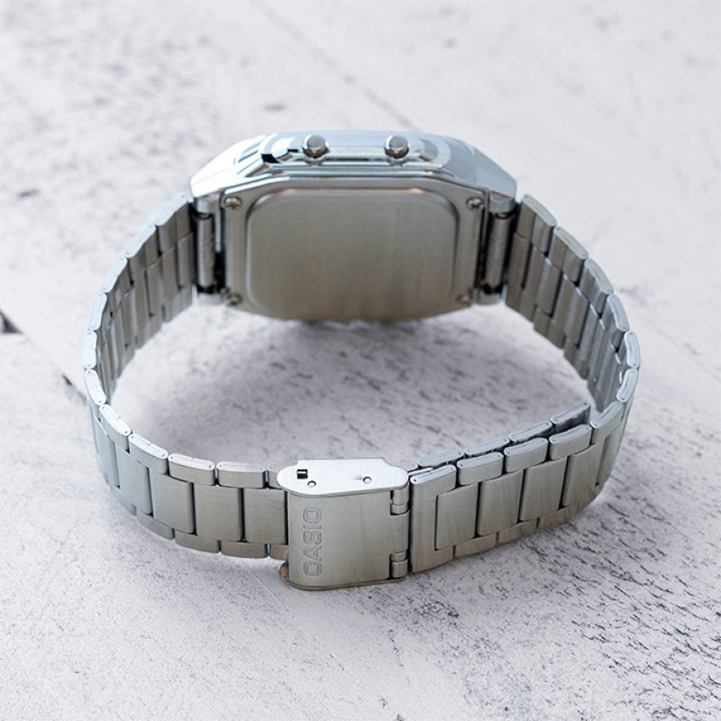CASIO Men' s Data Bank Dial Stainless Steel Band Quartz Waterproof Mens Silver Digital DB-360-1A