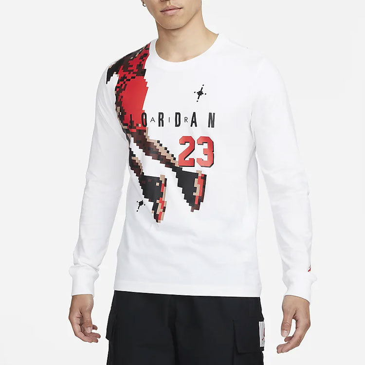 Men's Air Jordan Casual Sports Round Neck Alphabet Printing Long Sleeves White T-Shirt DC9794-100