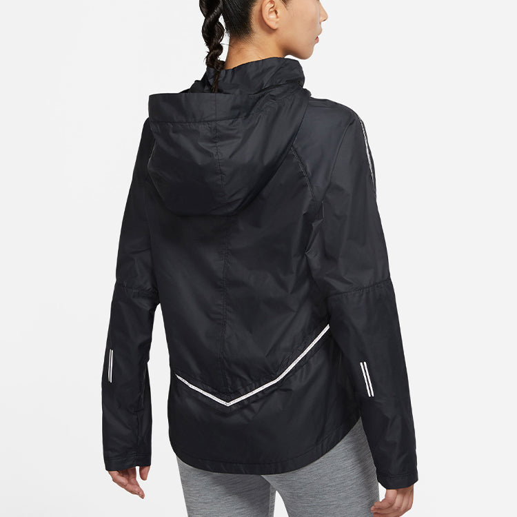 (WMNS) Nike Shield Running Breathable Windproof Sports Black Jacket CU3386-010