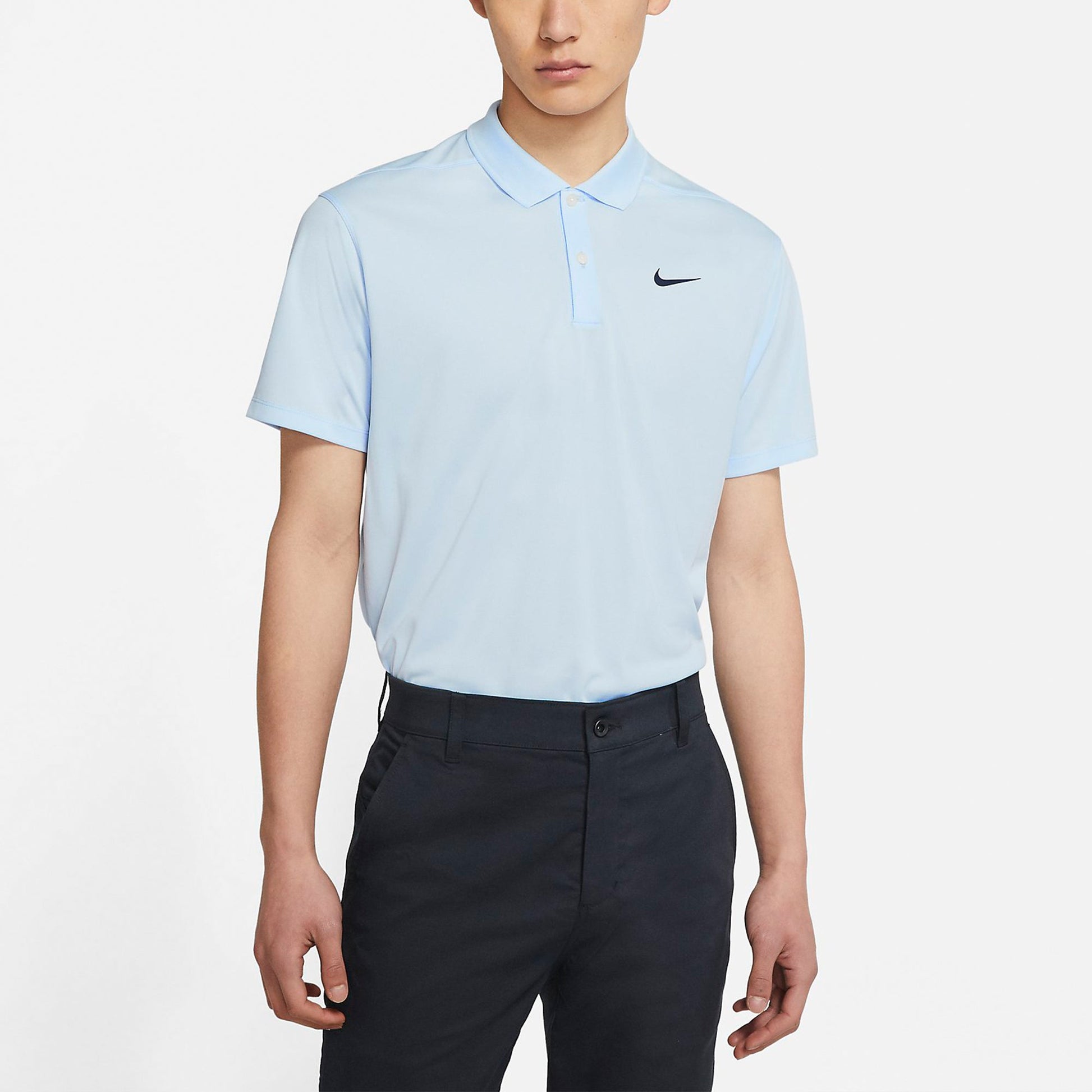 Nike Dri-fit Victory Logo Quick Dry Breathable Sports Short Sleeve Polo Shirt Light Blue BV0355-407