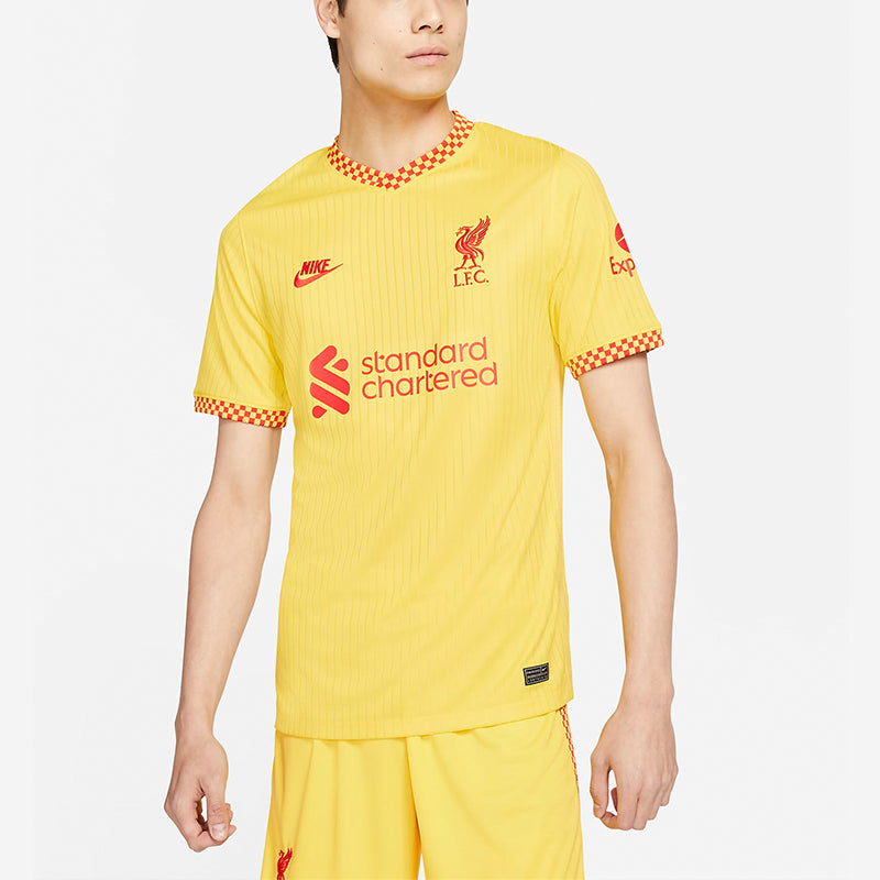 Men's Nike Training Sports Short Sleeve Soccer/Football Jersey SW Fan Edition 21-22 Season Liverpool Away Yellow DB5902-704