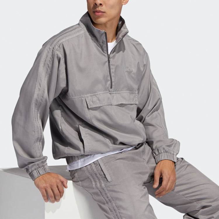 adidas originals G Wash Track Jk Half Zipper Big Pocket Sports Logo Jacket Gray GL9902