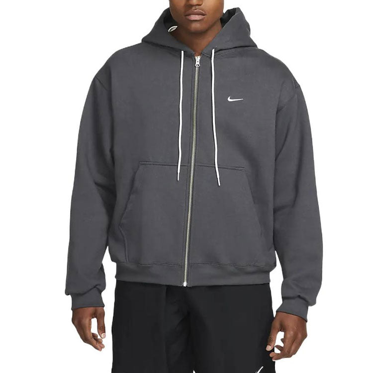 Men's Nike Solid Color Logo Printing Loose Zipper Smoke Gray DH5042-070