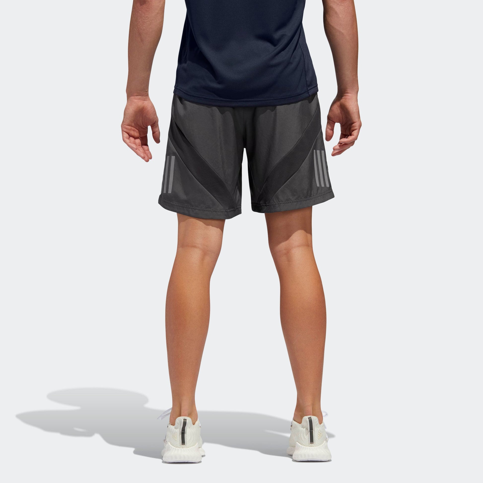 adidas Own the Run Sho Training Sports Reflective Stripe Woven Shorts Gray DT4817