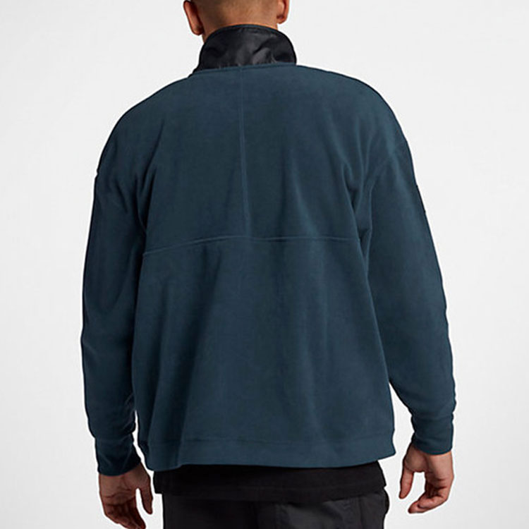 Nike Splicing polar fleece Cardigan Stand Collar Pullover Green AJ0802-454