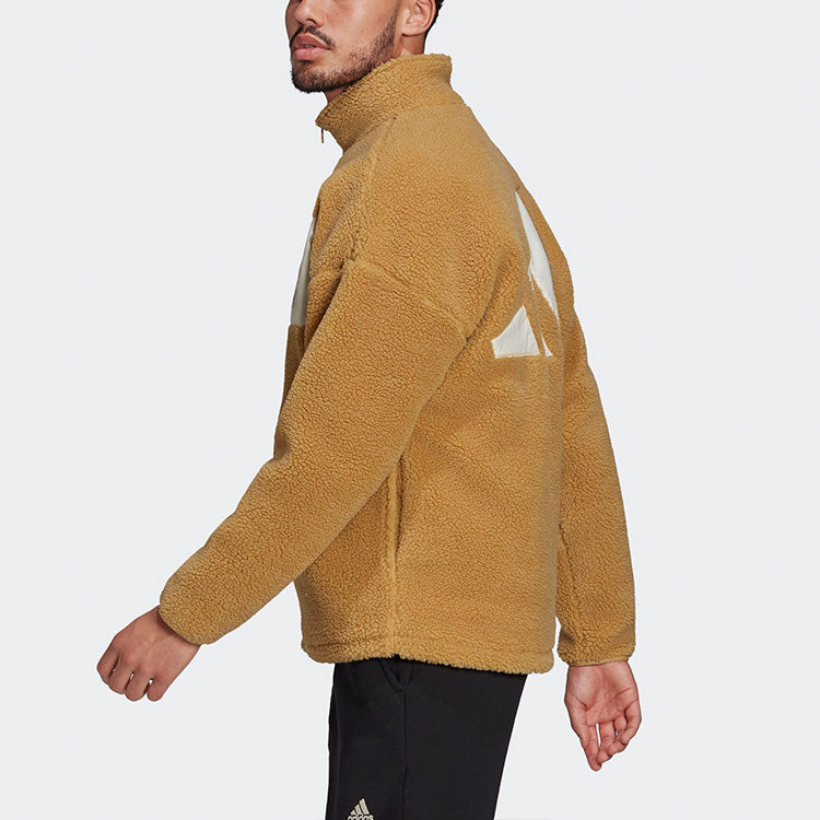 adidas logo Casual Splicing Stand Collar Sports Jacket Couple Style Yellow HI1185