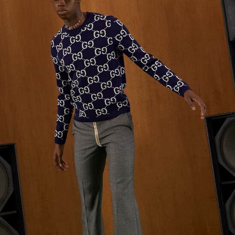 Gucci GG Wool Jacquard Sweater 'Blue Ivory' 692900-XKCC5-4492