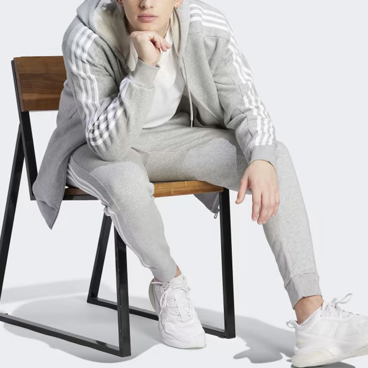 adidas Fleece 3-Stripes Full-Zip Hoodies 'Grey' IJ6479