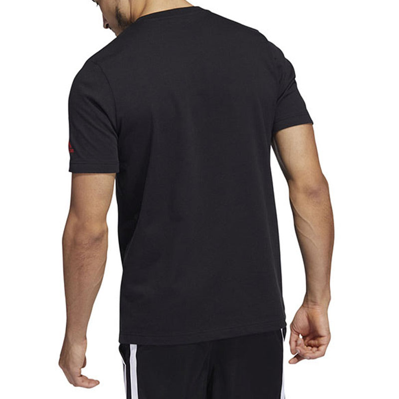 Men's adidas Rose Logo Cartoon Ross Pattern Printing Athleisure Casual Sports Round Neck Short Sleeve Black T-Shirt HS4325