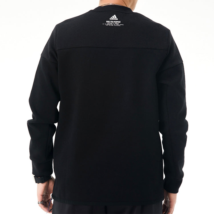 adidas Logo Stamping Sports Casual Cover Round Collar Men's Black GM6538