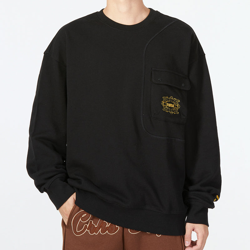 PUMA Das CC Graphic Crew Sweater 'Black' 539908-01