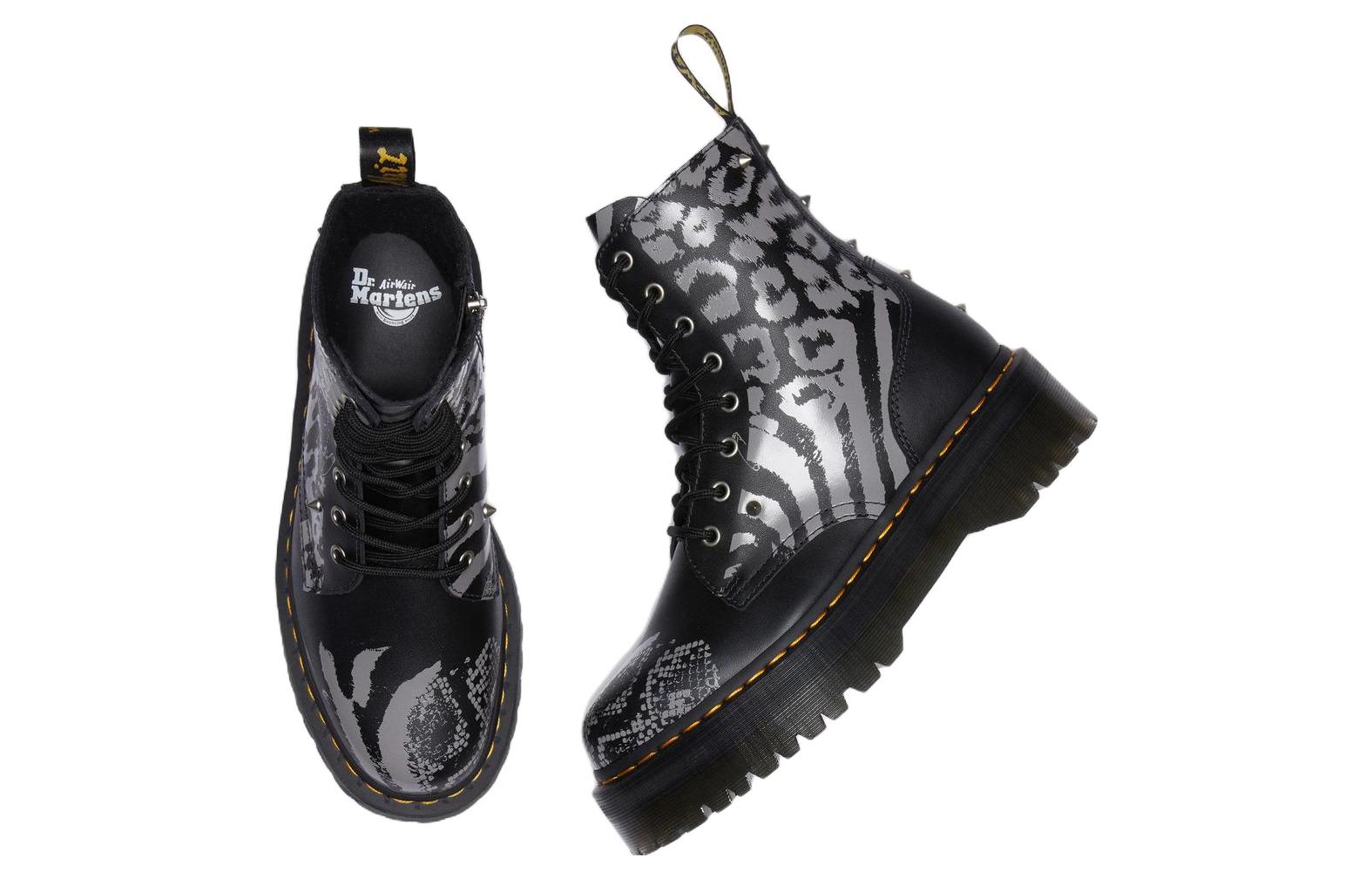 Dr. Martens Jadon Boot Animal Clash Leather Platforms 'Black' 27669001