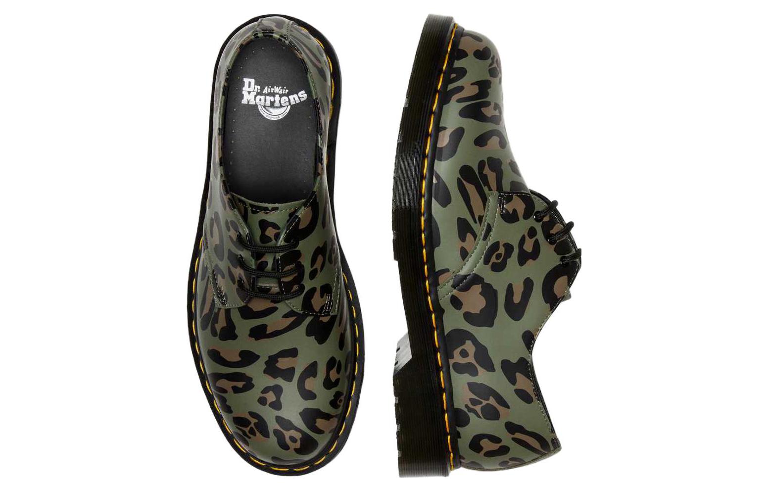 Dr. Martens 1461 Distorted Leopard Print Oxford Shoes 'Khaki Green' 27686384