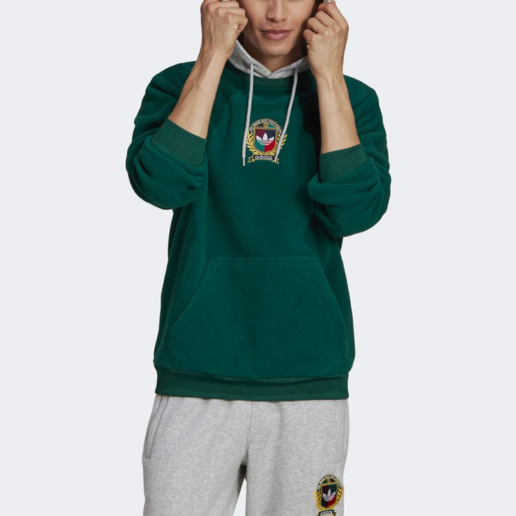 adidas originals C Crest Pf Hdy Logo Sports Pullover Contrasting Colors Forest Green H32148