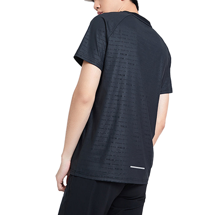 Li-Ning Wade Series Solid Color Round Neck Sports Short Sleeve Black ATSQ099-1