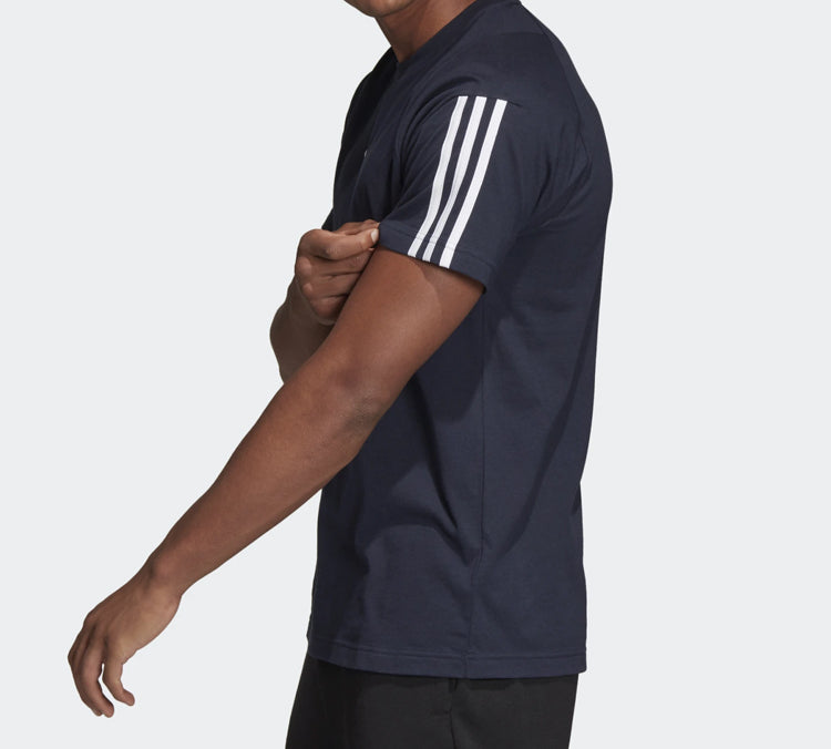 adidas Stripe Printing Training Sports Short Sleeve Blue DT9954