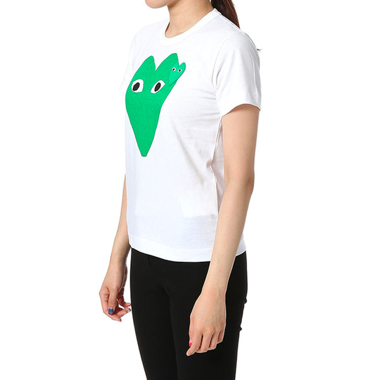 (WMNS) COMME des GARCONS PLAY Long Hearts Tee 'White Green' AZ-T059-051-1