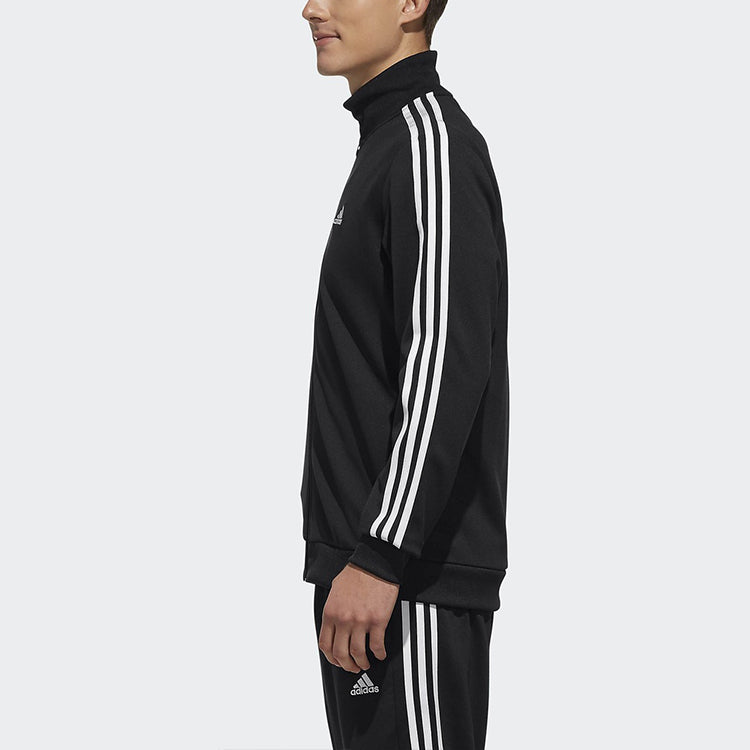 adidas Stripe Zipper Casual Sports Jacket Black DV1099