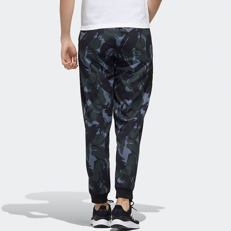 Men's adidas neo Contrasting Colors Camouflage Breathable Bundle Feet Sports Pants/Trousers/Joggers Blue FT6086