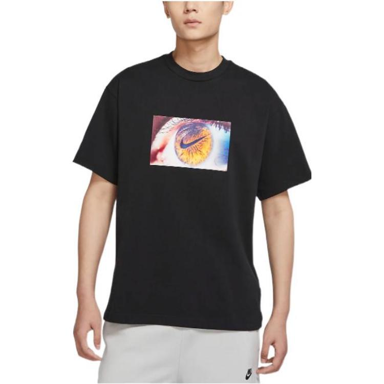 Men's Nike Eye Pattern Logo Printing Round Neck Casual Short Sleeve Black T-Shirt DX5832-010