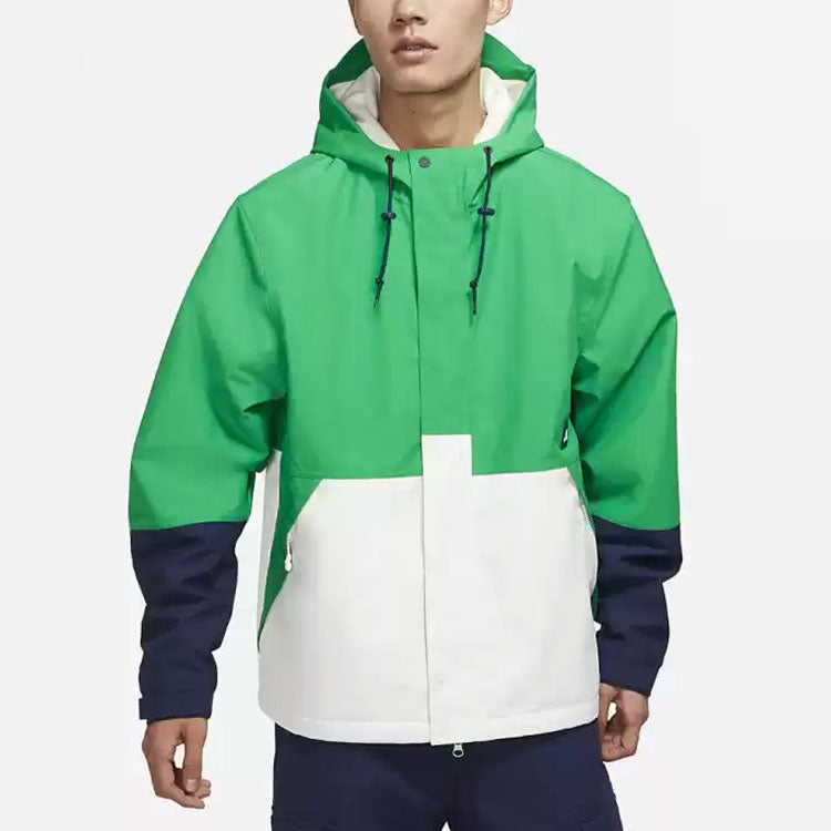 Nike SB Storm-FIT Woven Fleece Colorblock Skateboard Hooded logo Jacket Green DH2626-310
