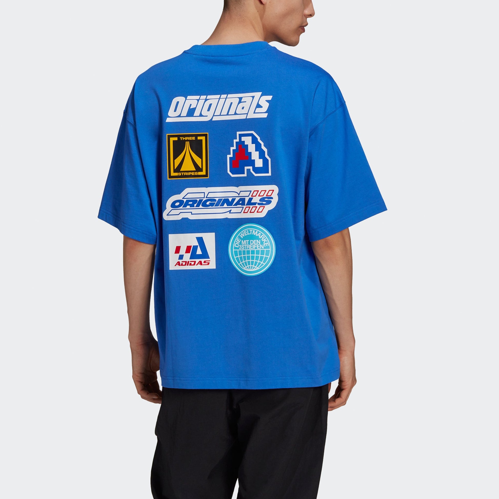 adidas originals MENS TGP SS Moto Cross-country Printed Sports Short Sleeve Blue HA4746